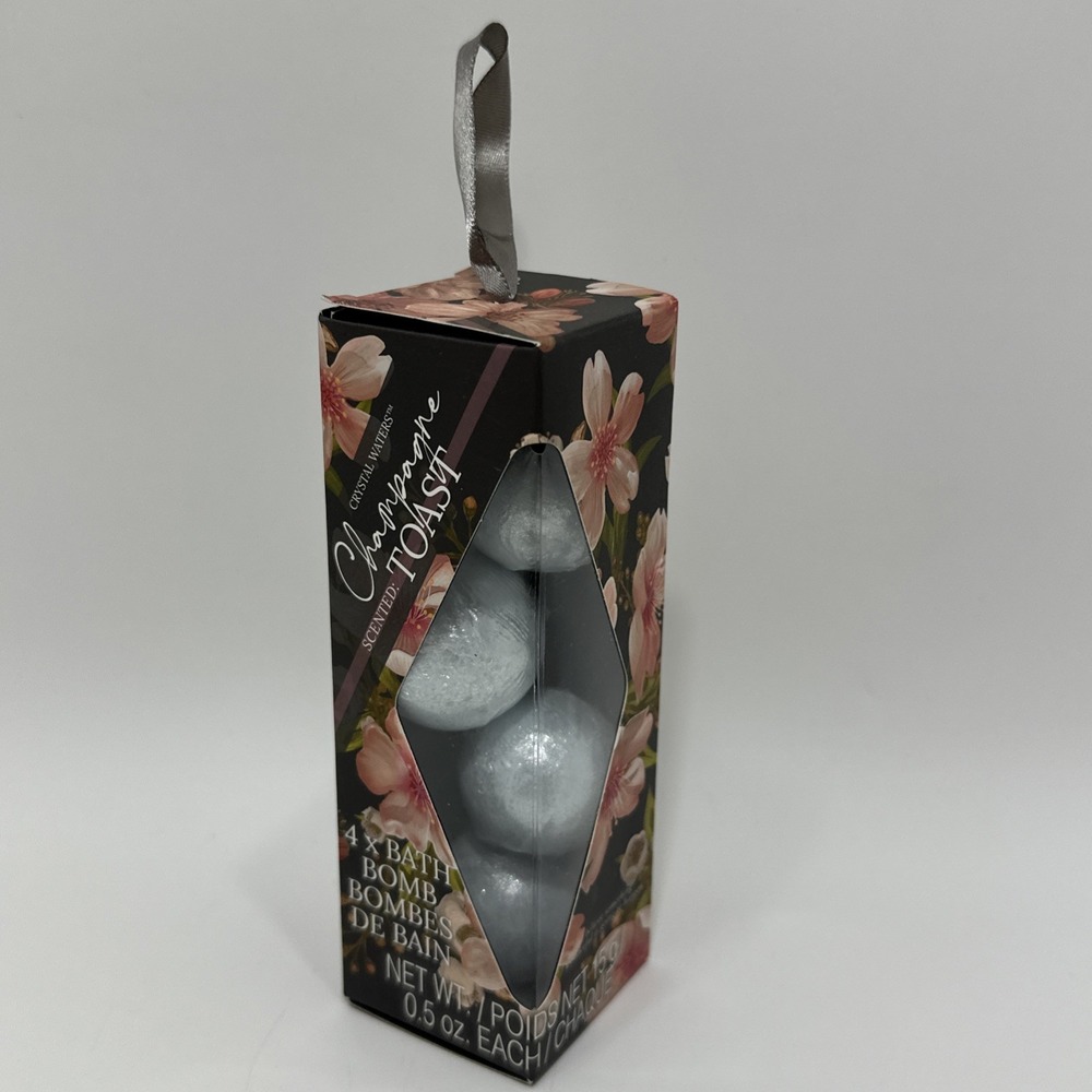 Crystal Waters Champagne Toast Scented Bath Bombs 4 Count NEW Gift Set